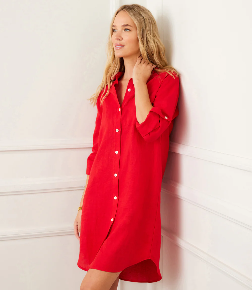 Roll Tab Linen Shirtdress
