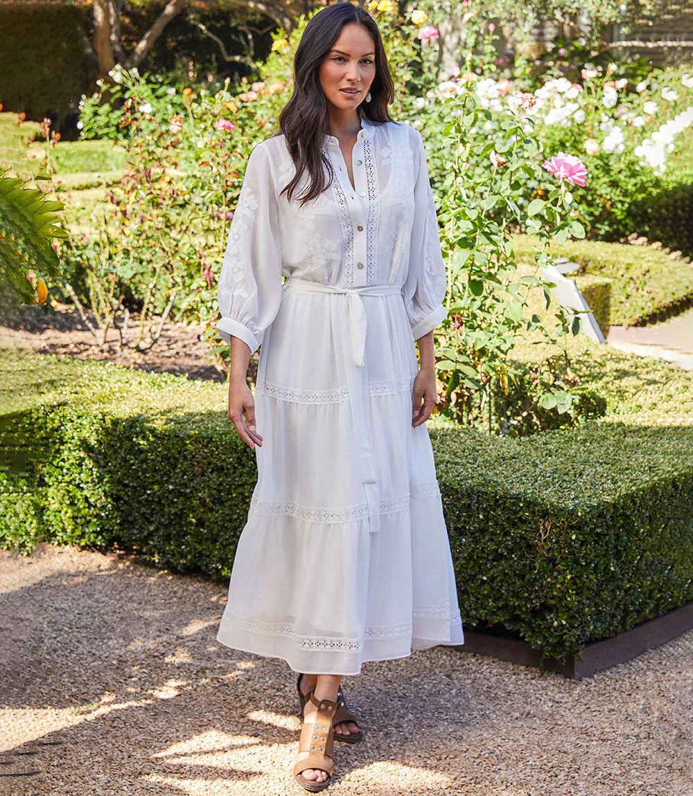 Embroidered Tiered Dress