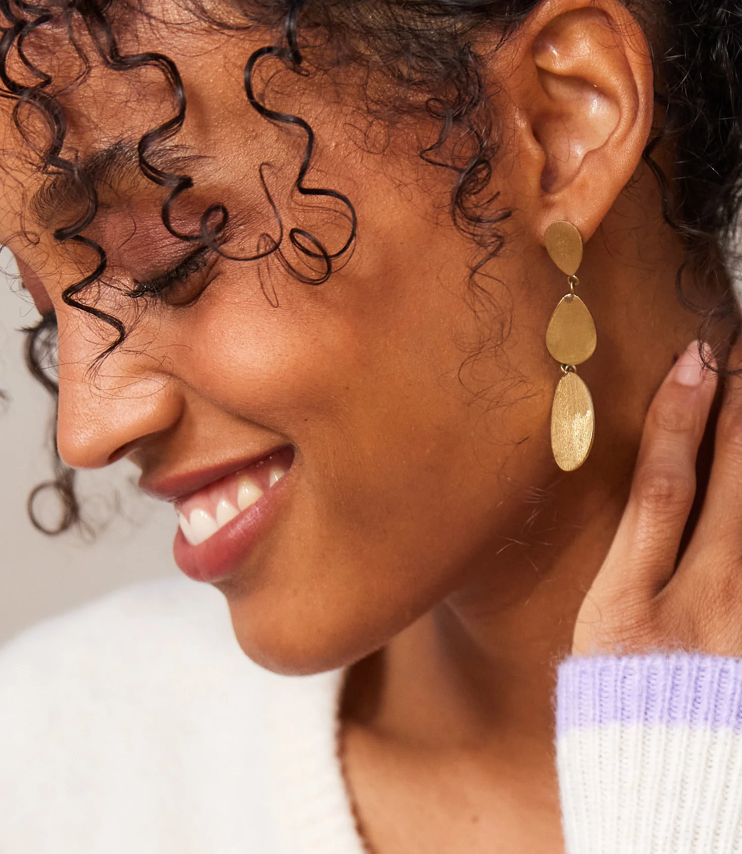 Gold Three Drop Earrings