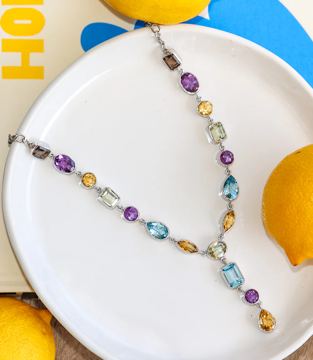 Amethyst, Topaz, And Citrine Necklace