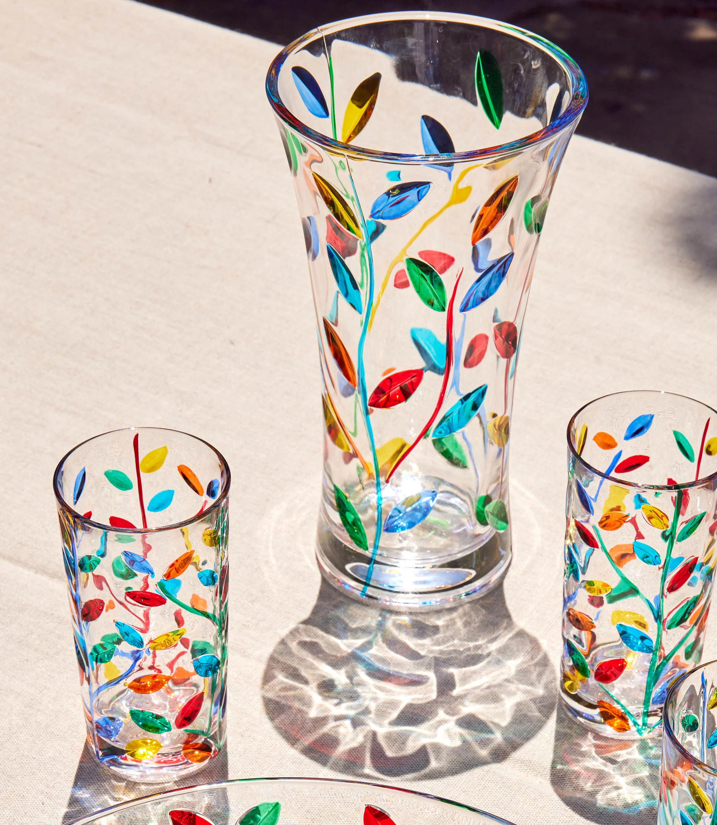 Large Handpainted Crystal Vase