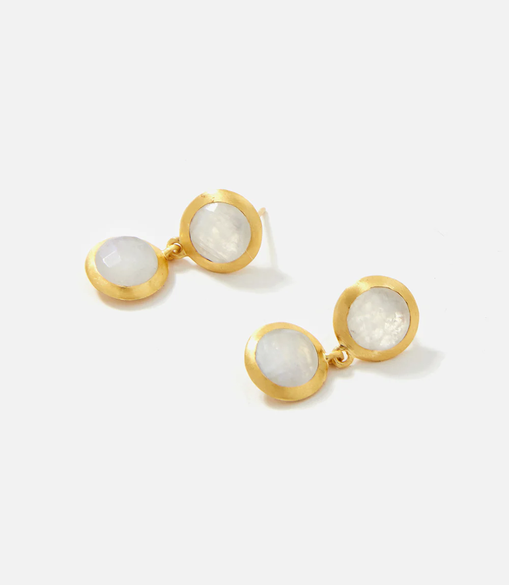 Double Drop Moonstone Earrings