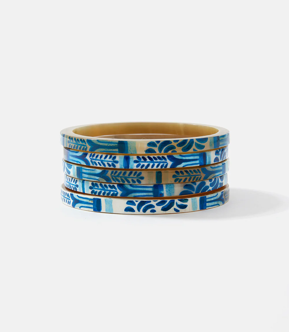 Blue Tile Bangles, Set of 5