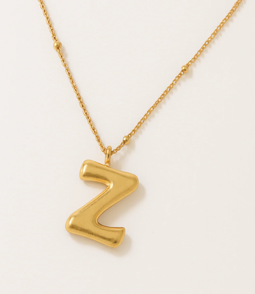 Gold Bubble Letter Charm Necklace