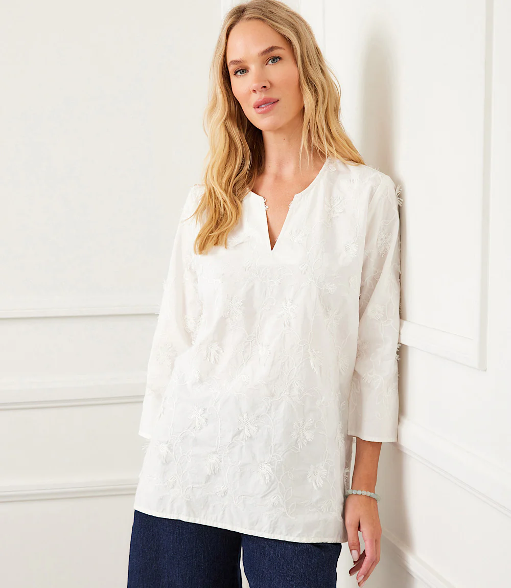 3/4 Sleeve Embroidered Tunic