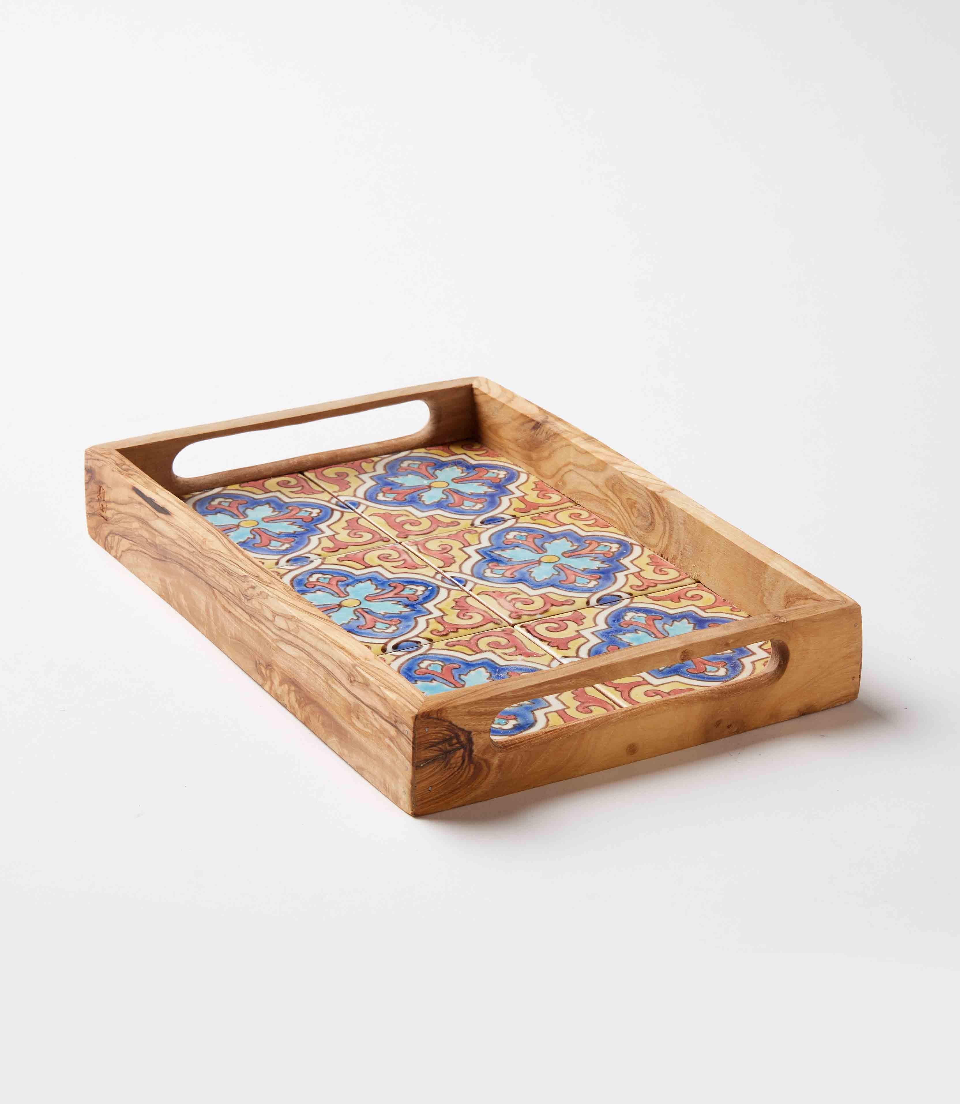 Tiled Wood Serving Tray