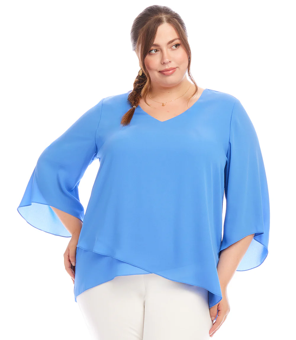 Plus Size Bracelet Sleeve Asymmetric Top
