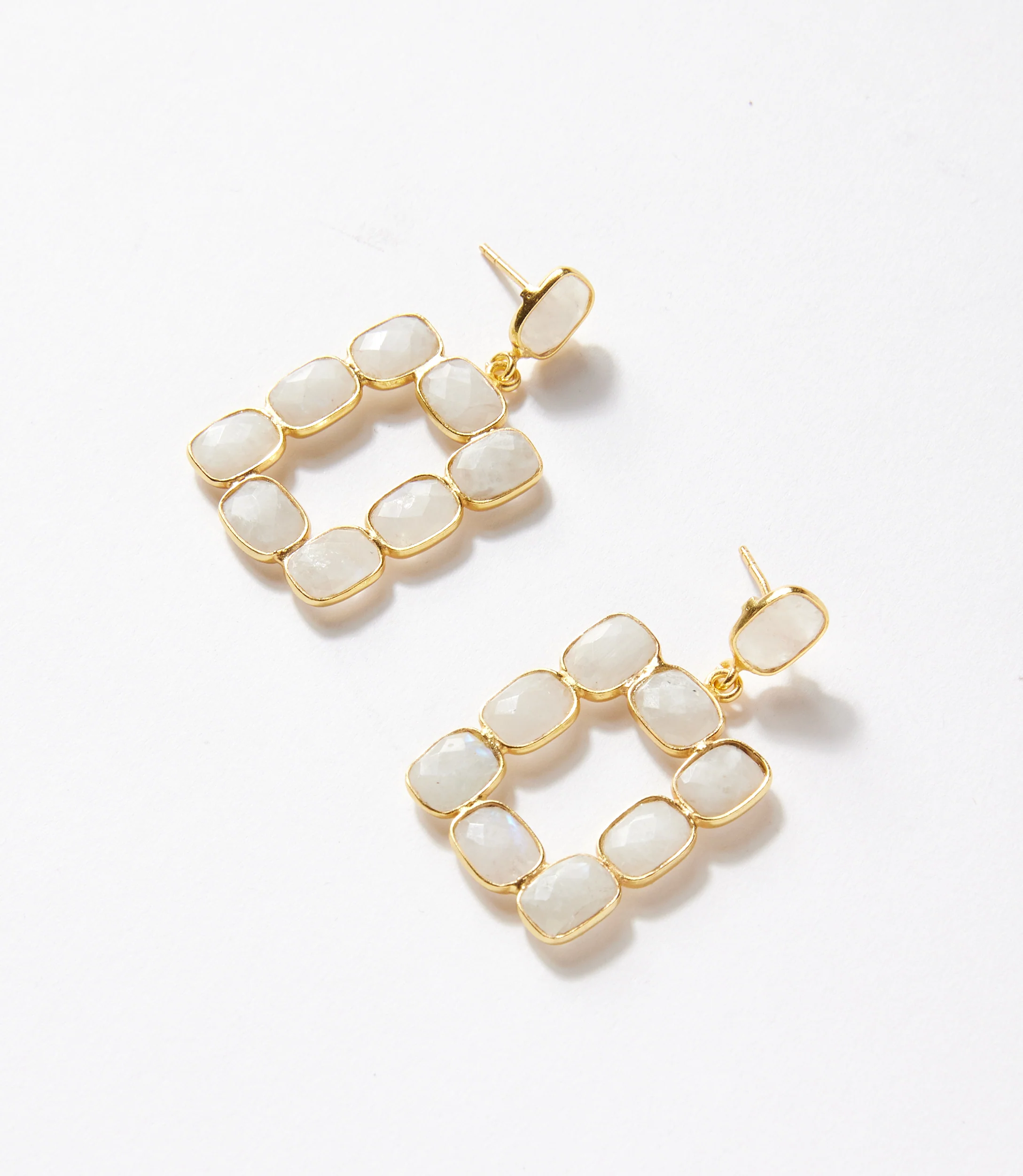 Rectangular Gemstone Bezel Earrings