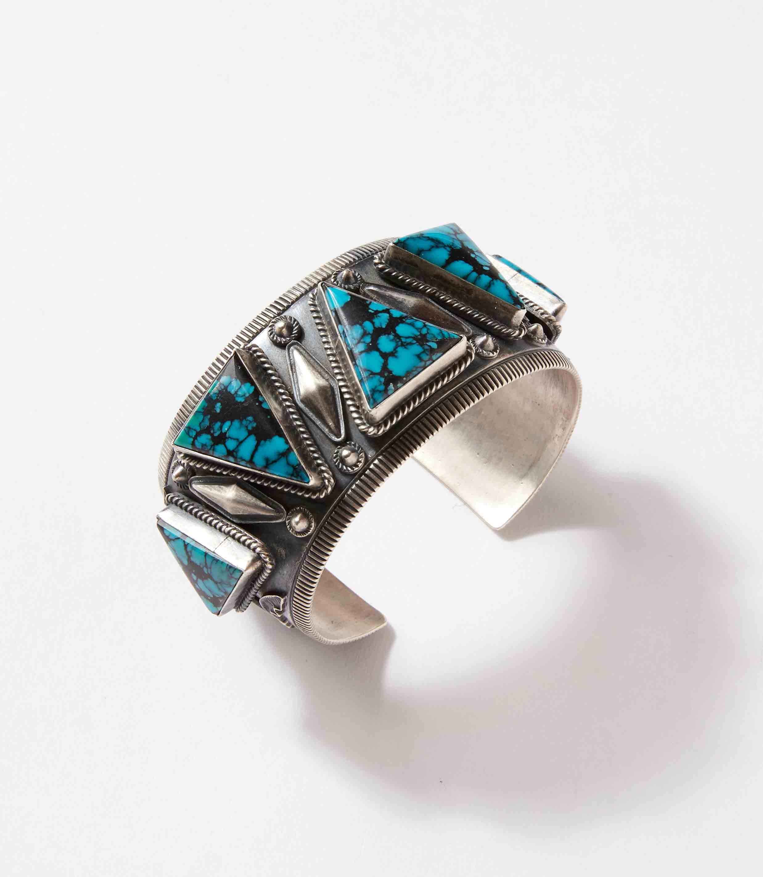 Triangle Turquoise Stone Cuff Bracelet