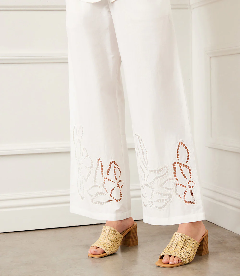 Cutout Embroidery Pants