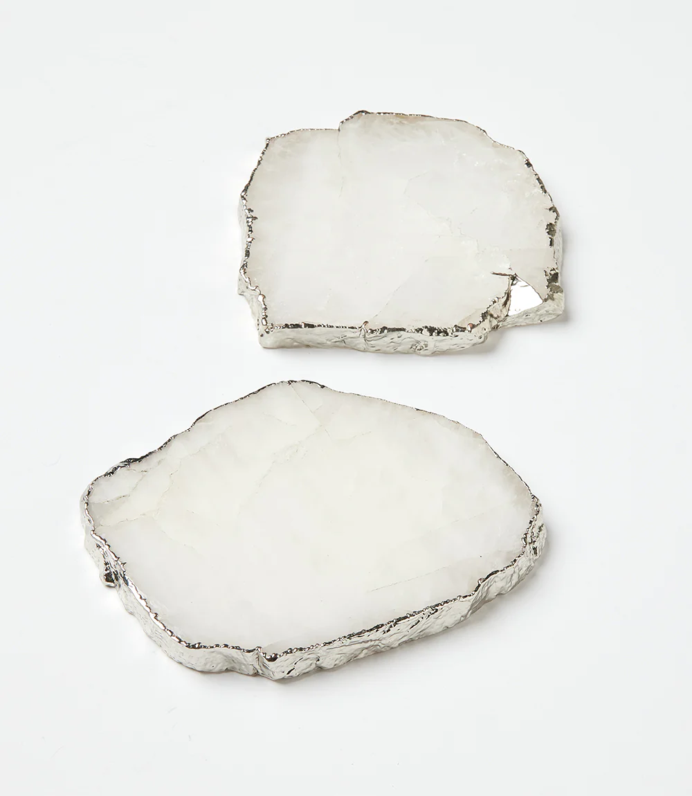 Silver Quartz Coasters, Set of 2
