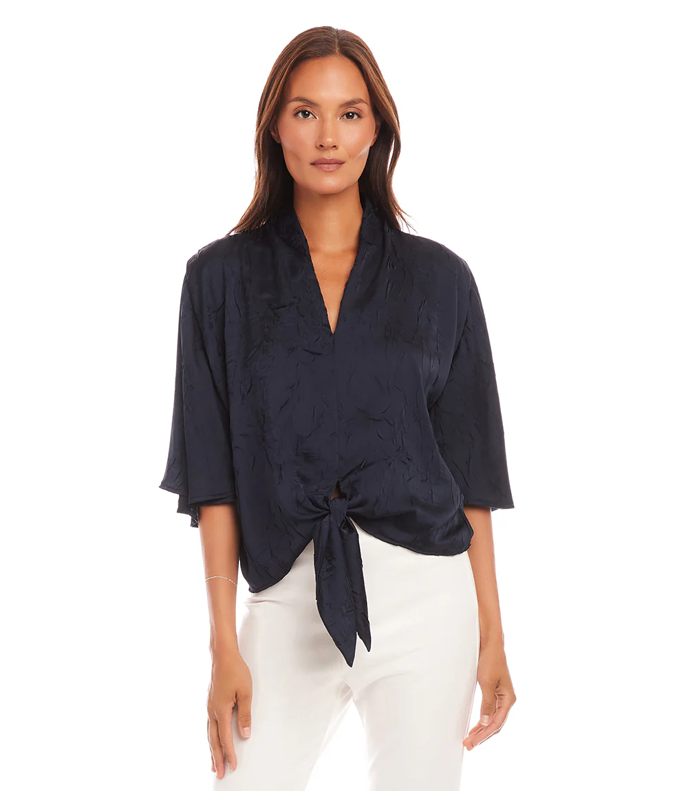 Flare Sleeve Tie Front Top