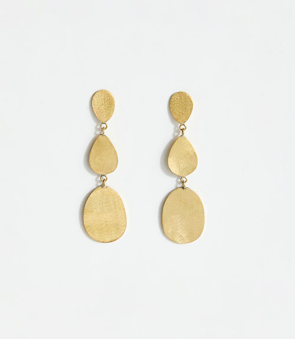 Gold Three Drop Earrings