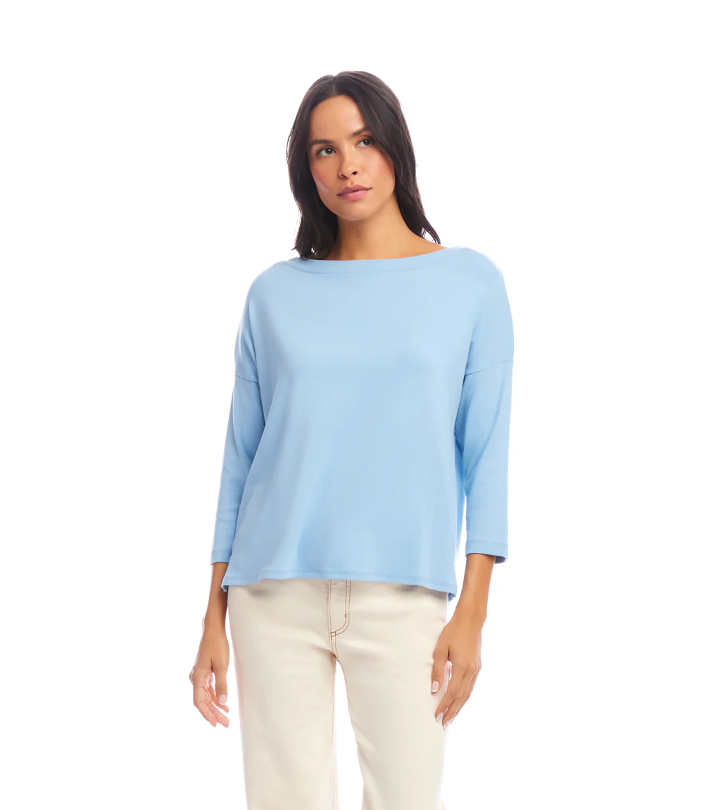 Petite Size 3/4 Sleeve Boatneck Top