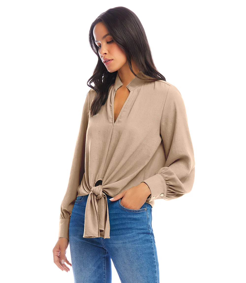 Long Sleeve Tie-Front Top