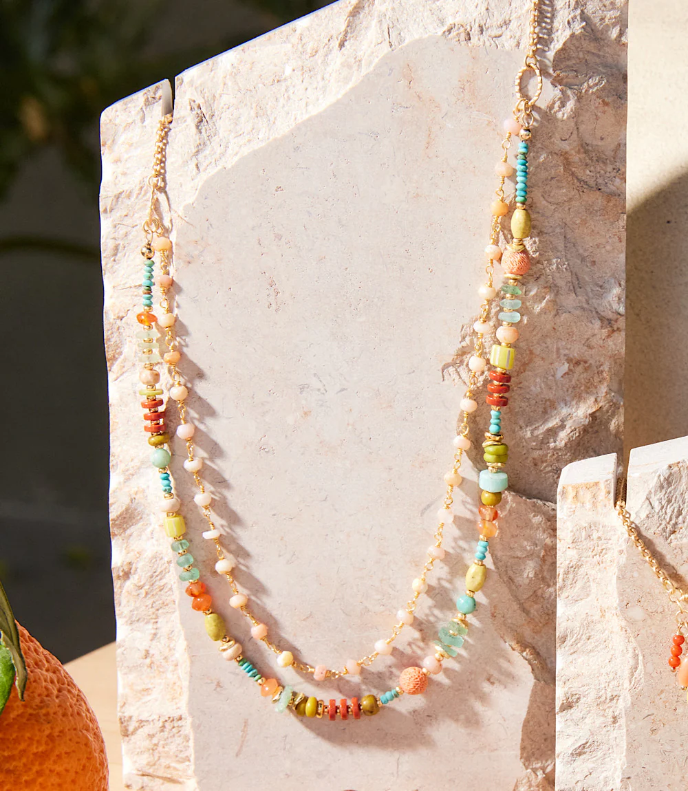 Mixed Gemstone Multistrand Necklace