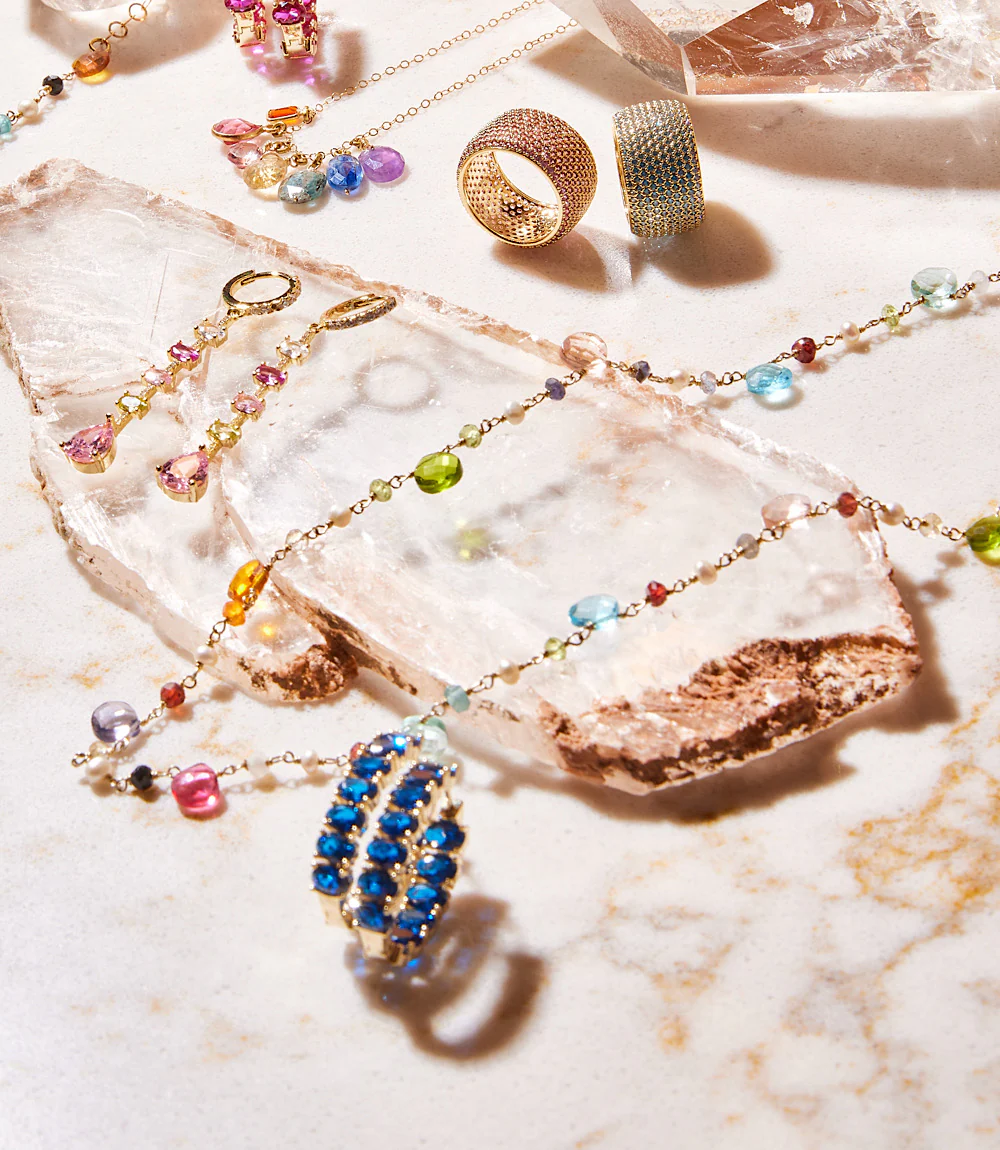 Long Beaded Gemstone Necklace