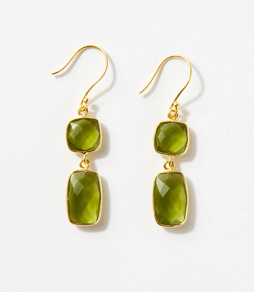 Gemstone Double Drop Earrings