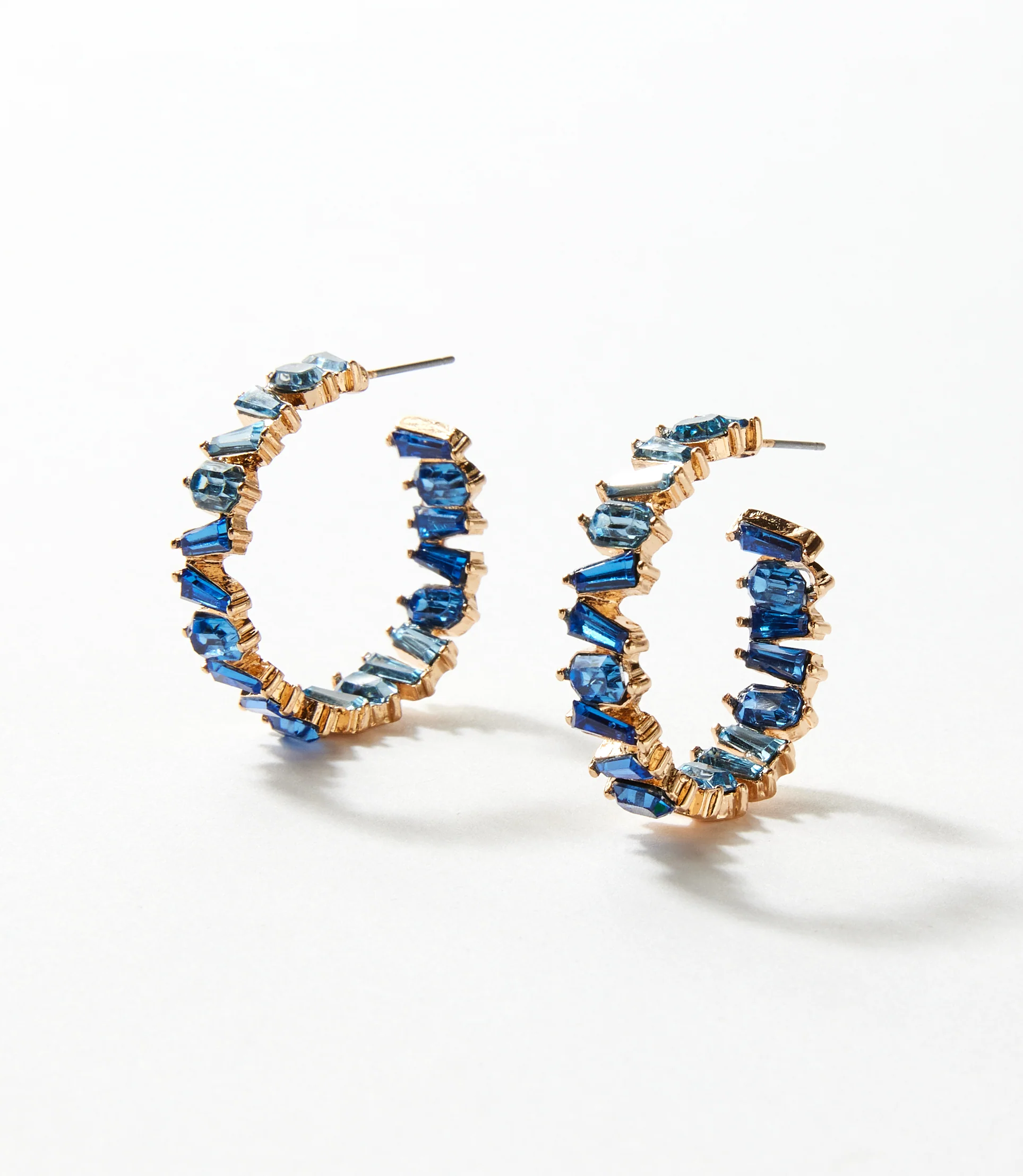 Angled Crystal Hoop Earrings