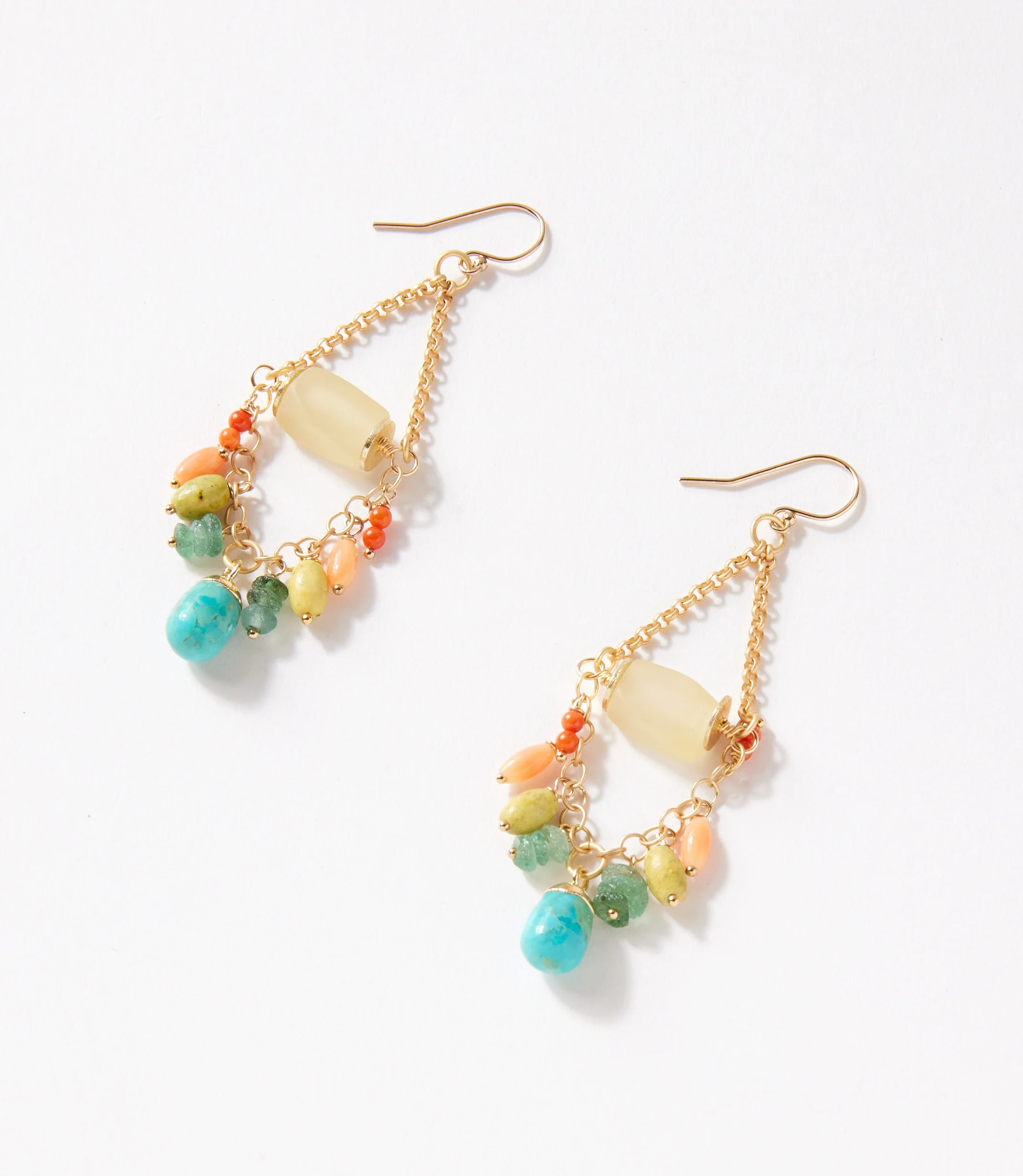 Turquoise Charm Cluster Earrings