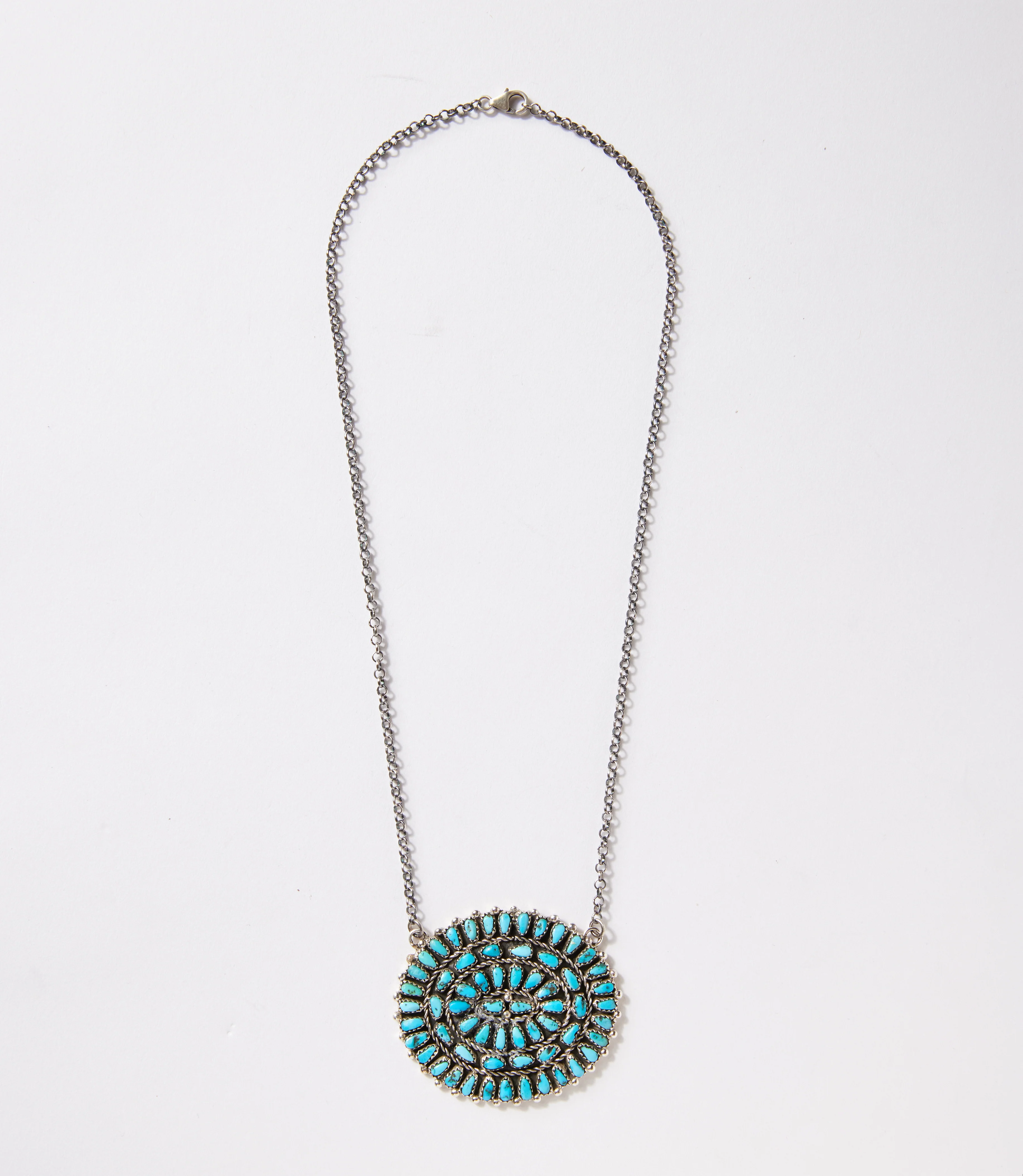 Beaded Turquoise Sundial Pendant Necklace