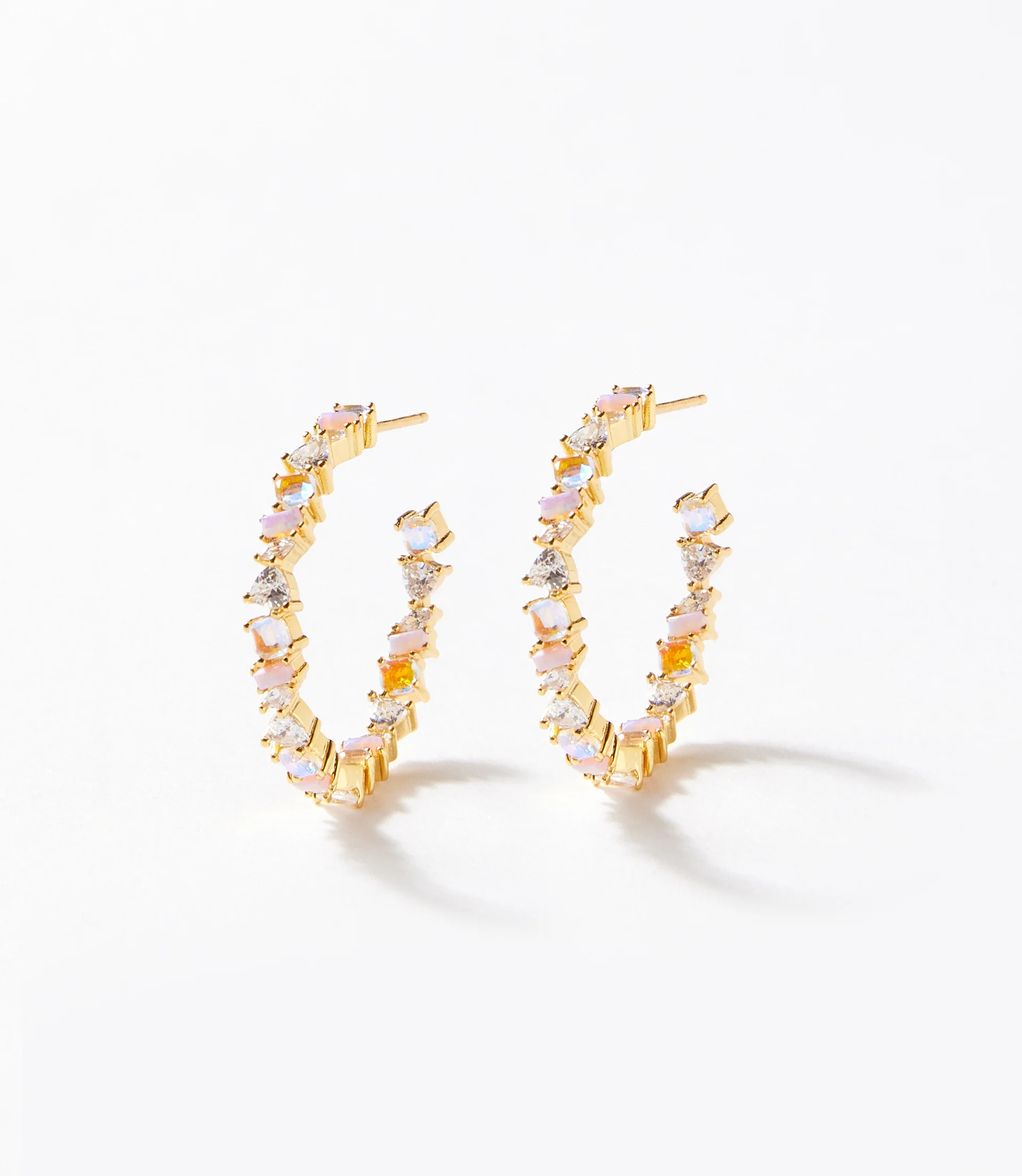 Multi Gemstone Hoop Earrings