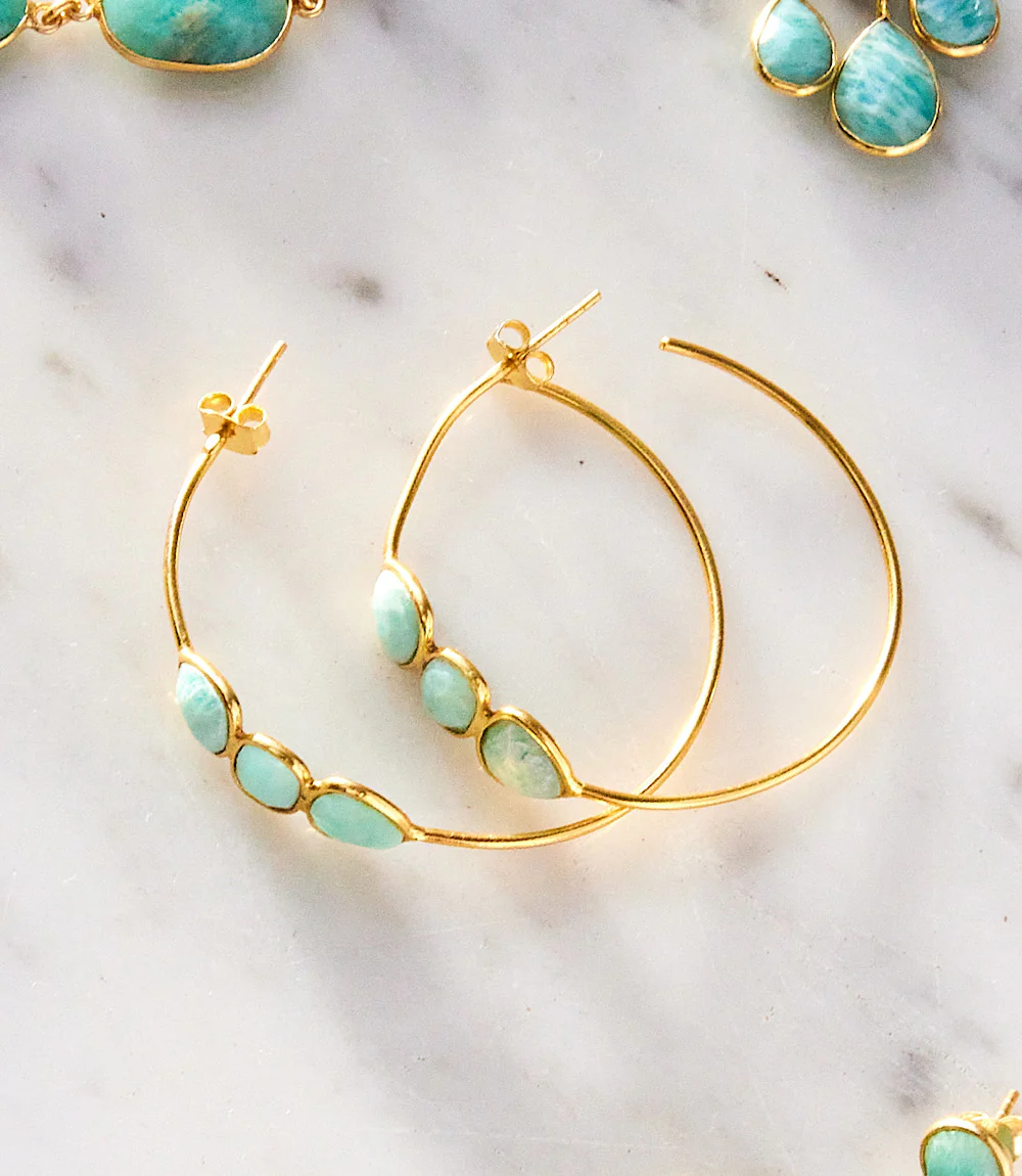 Gemstone Hoop Earrings