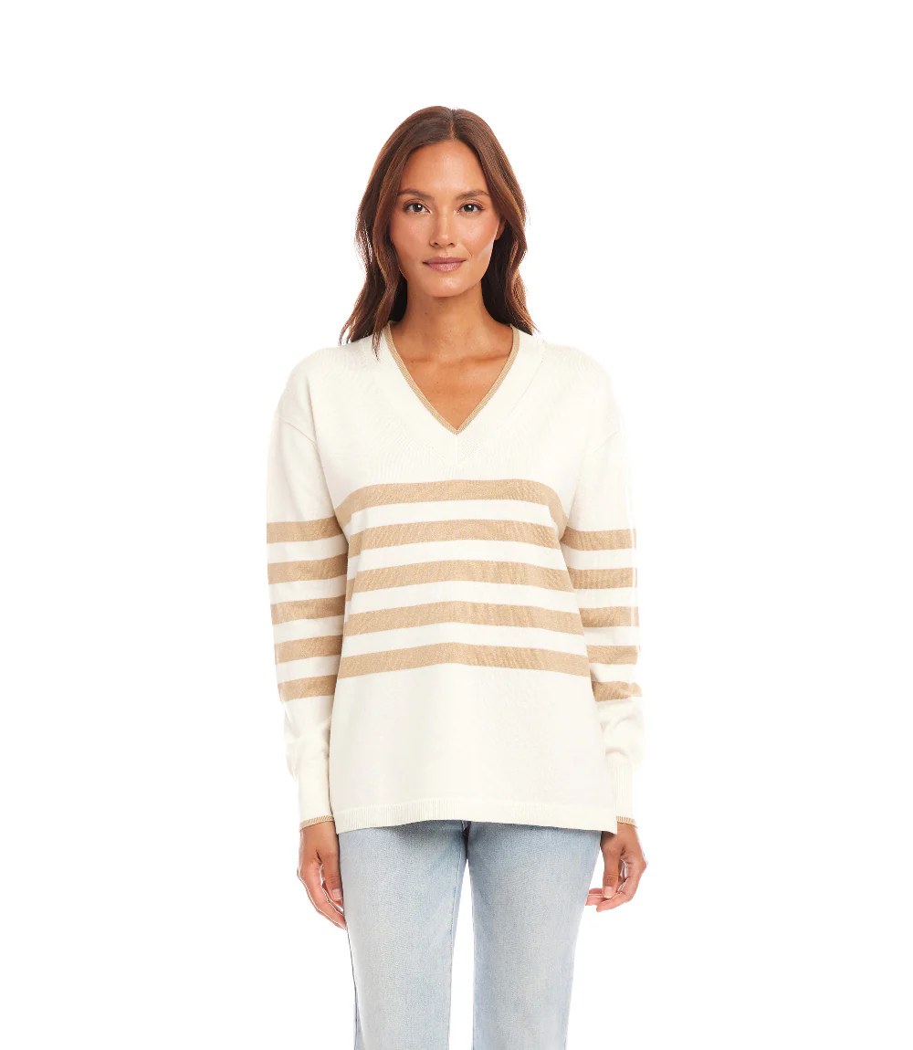 Stripe V-Neck Sweater