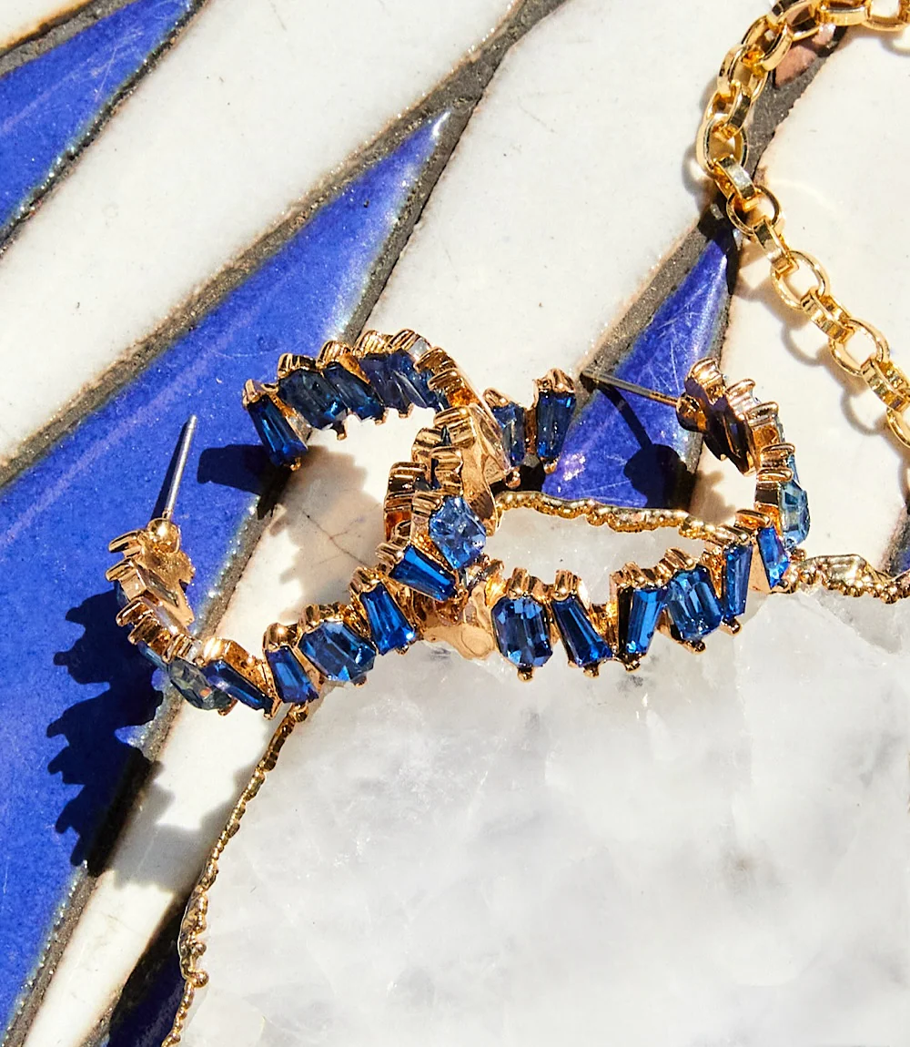 Angled Crystal Hoop Earrings
