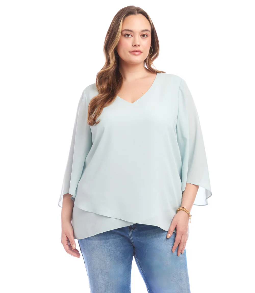 Plus Size Bracelet Sleeve Asymmetric Top