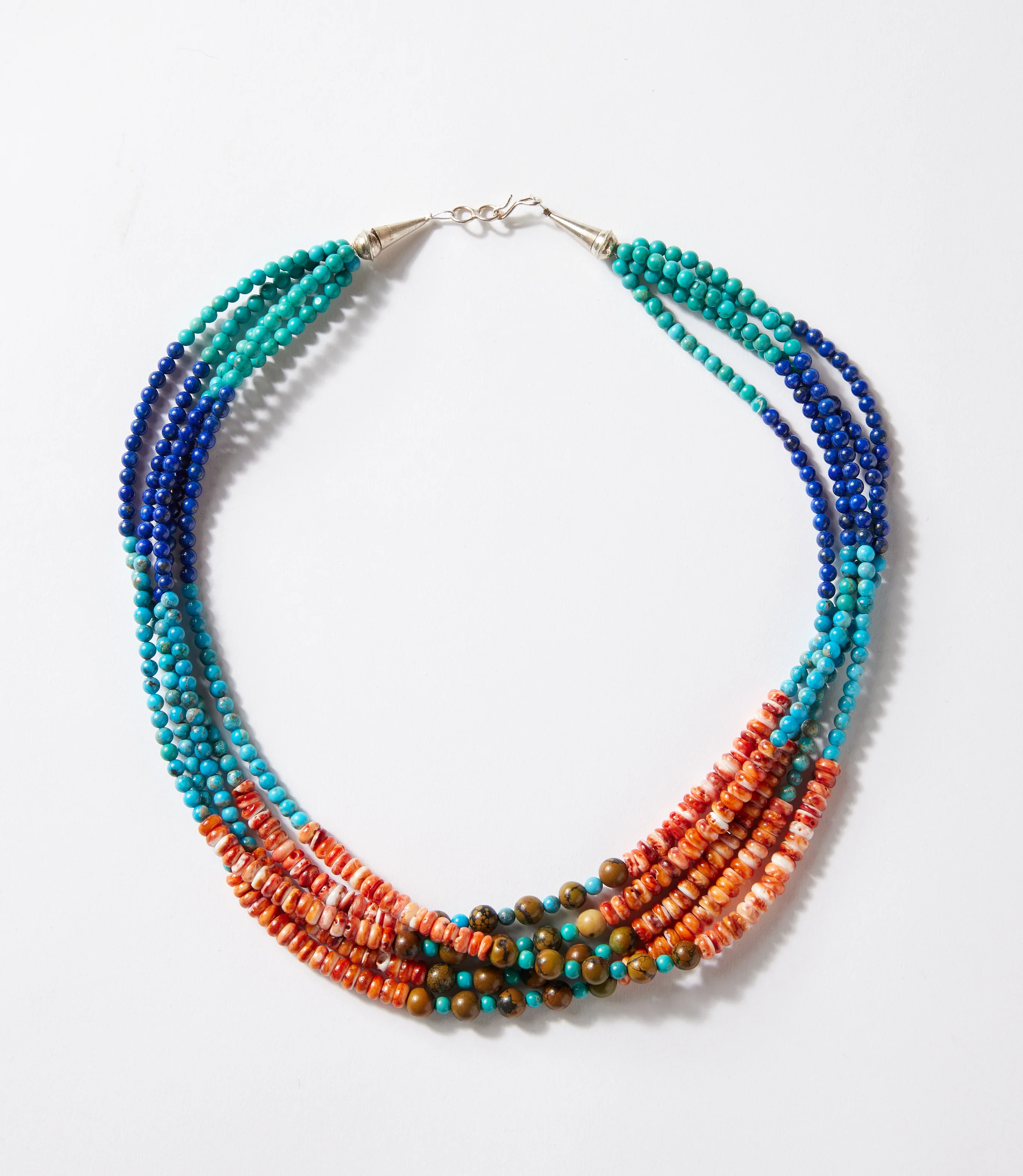 Five Strand Spiny Oyster And Turquoise Necklace