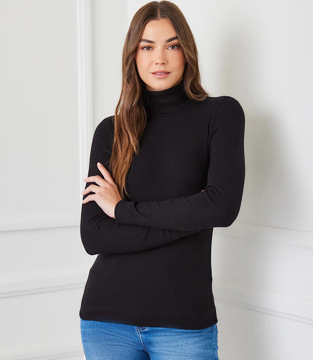 Ribbed Turtleneck Top
