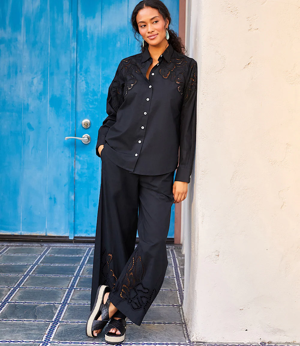 Cutout Embroidery Pants