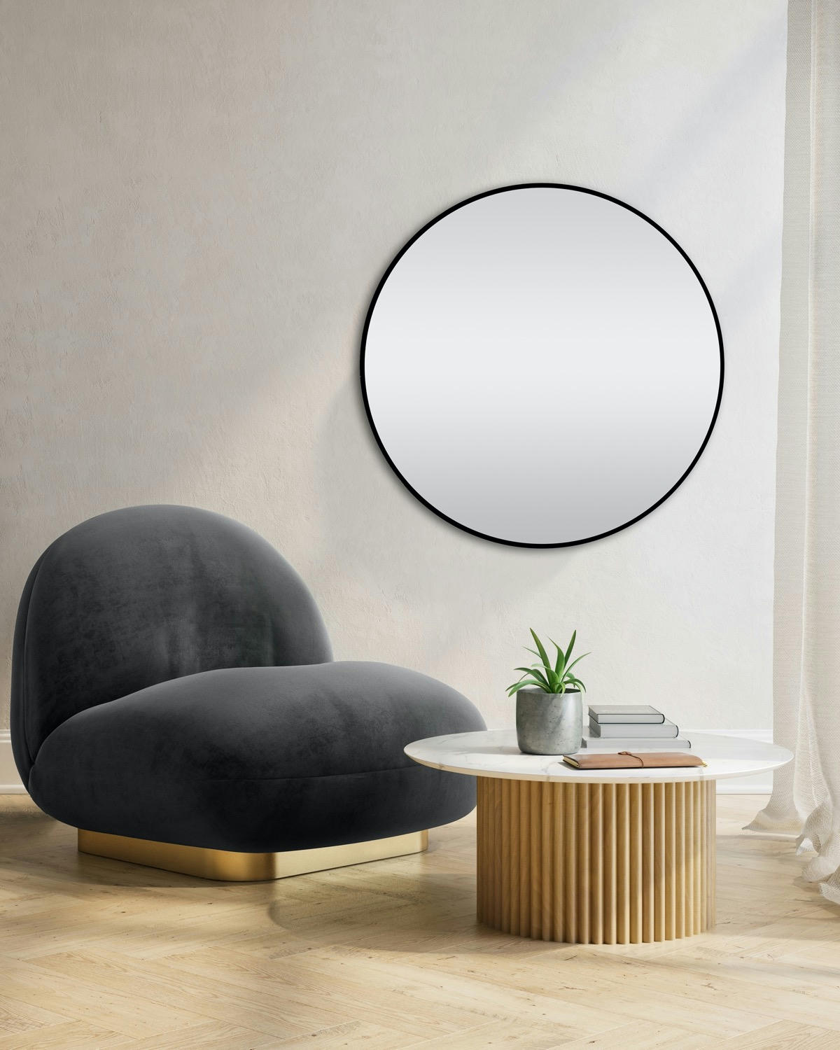 Framed Round Mirror
