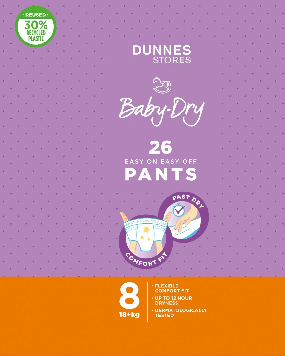 Dunnes Stores Babydry Jumbo Pants Size 8 - Pack of 26