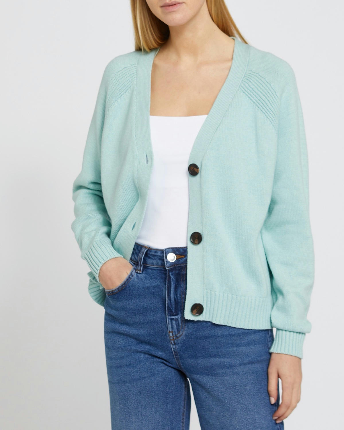 Button Rib Detail Cardigan