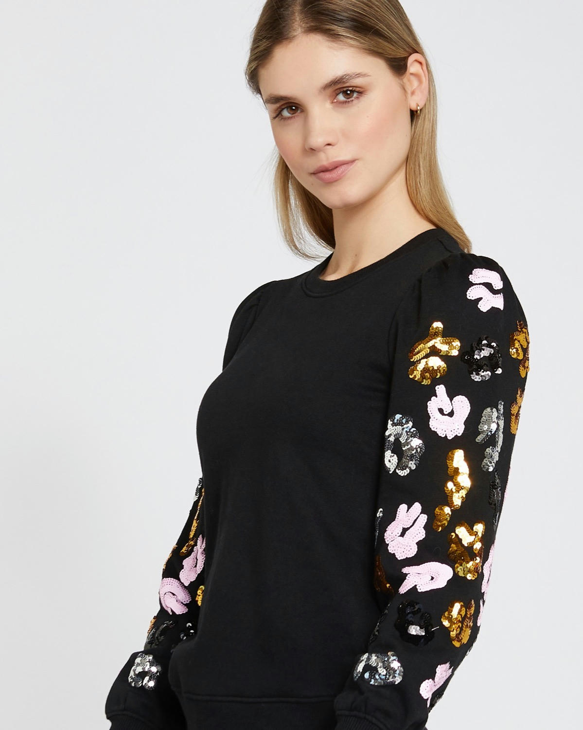 Savida Natalie Sequin Sleeve Sweatshirt