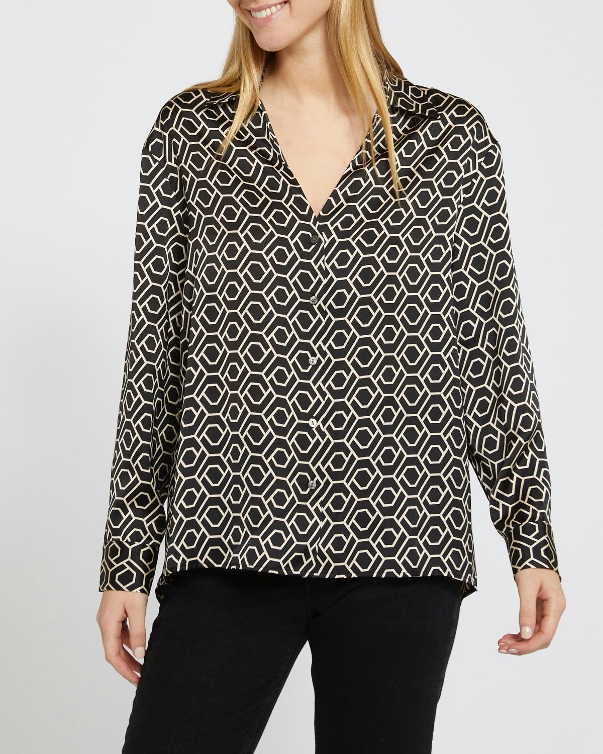 Geo Print Satin Shirt