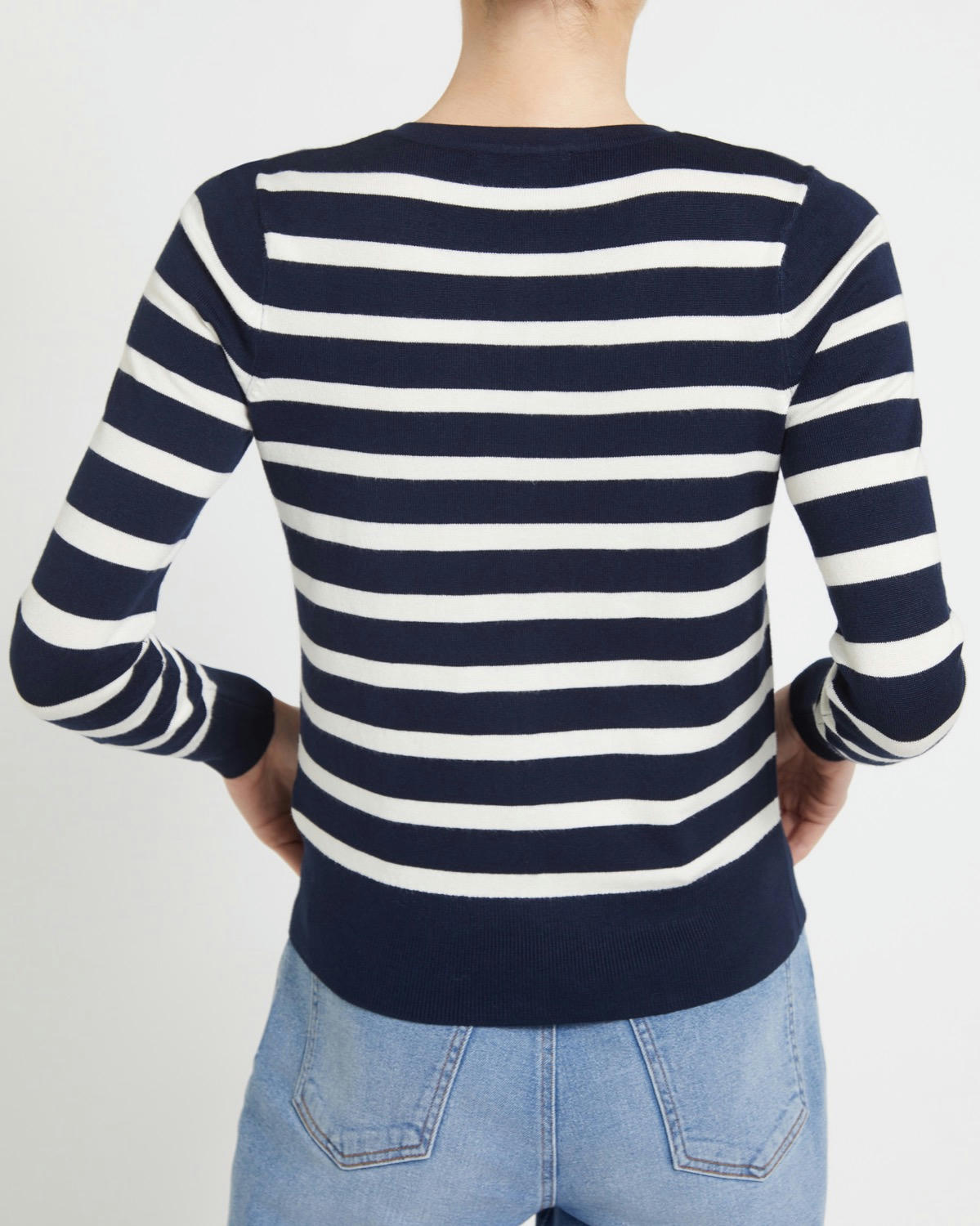 Crew Neck Button Front Cardigan