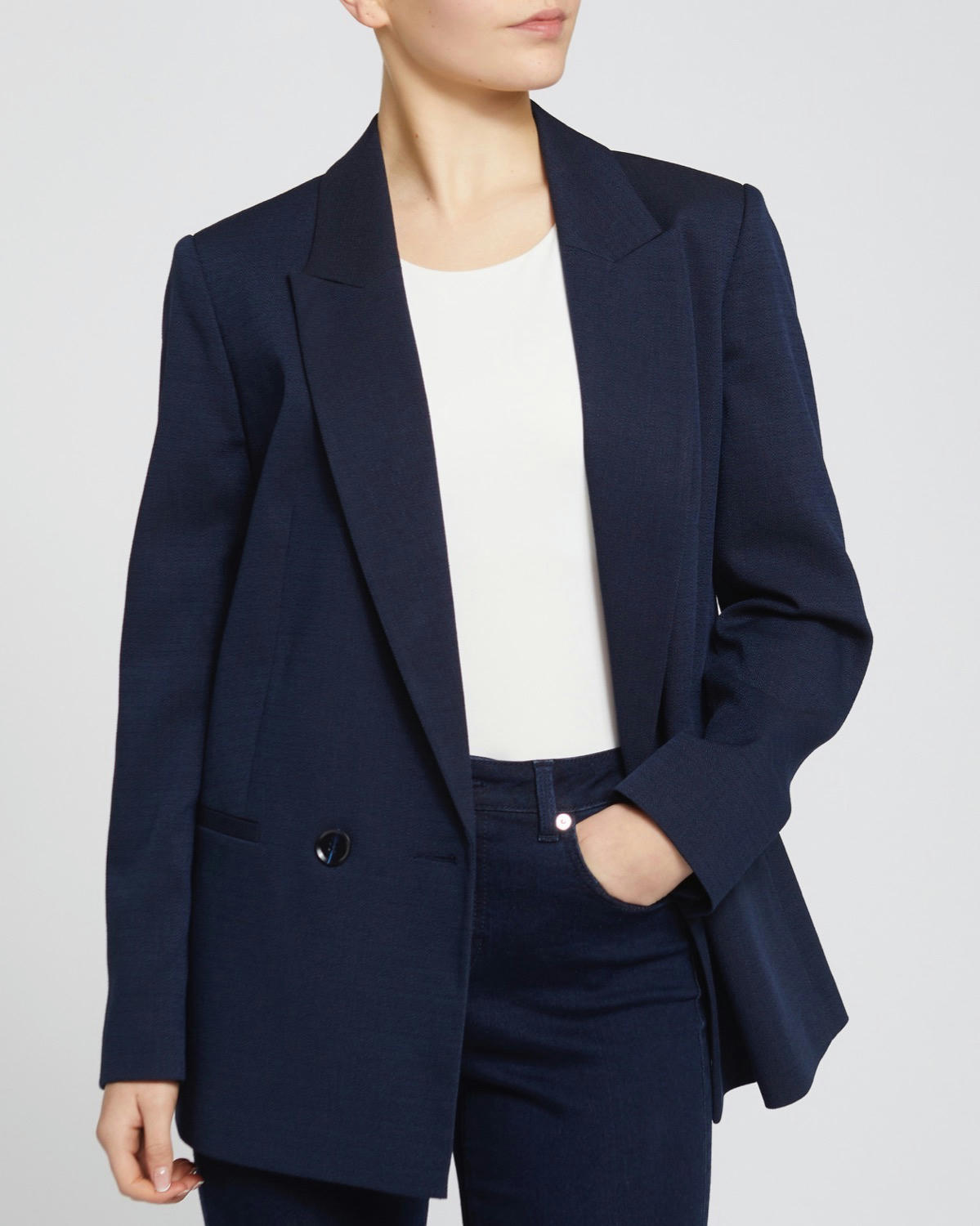 Textured Double-Breasted Blazer