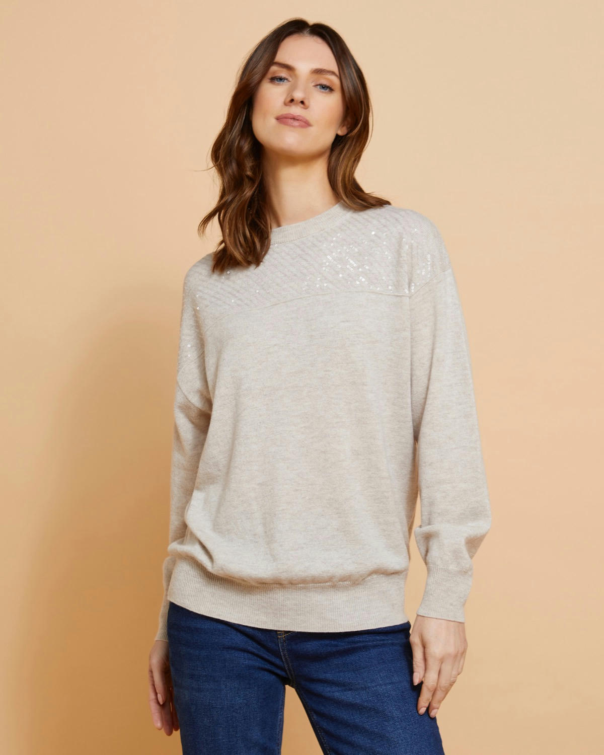 Paul Costelloe Living Studio Merino Sequin Panel Jumper