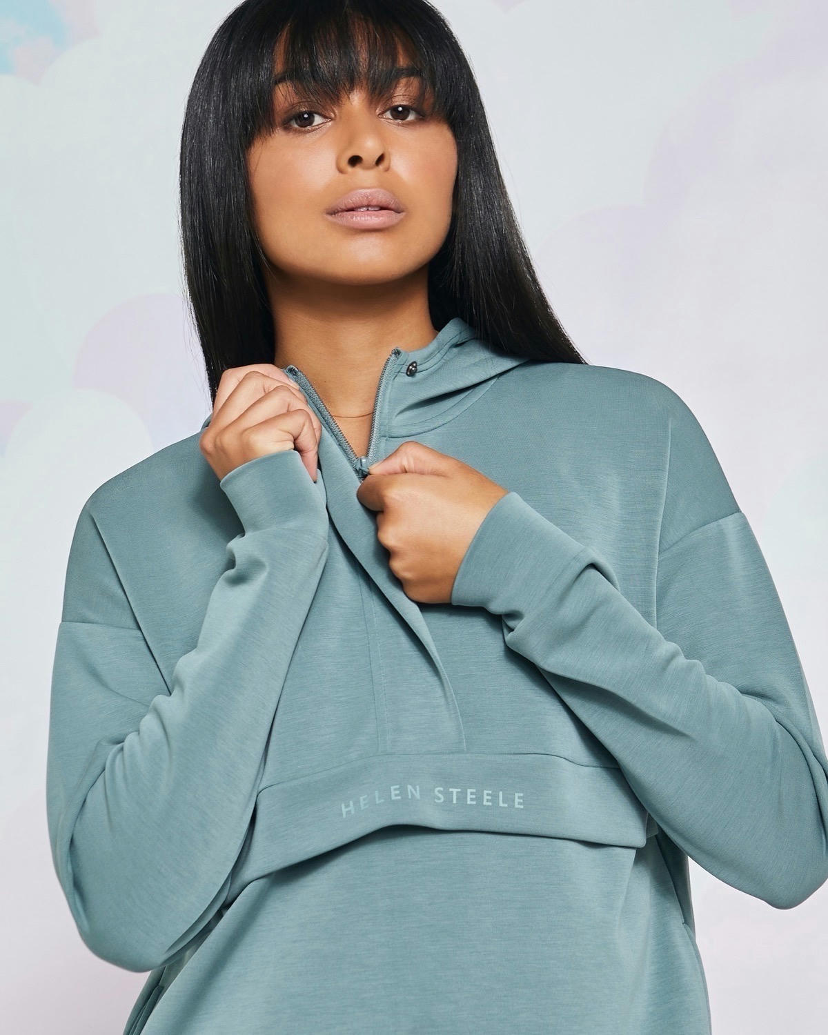 Helen Steele Sage Soft Touch Half Zip Hoodie