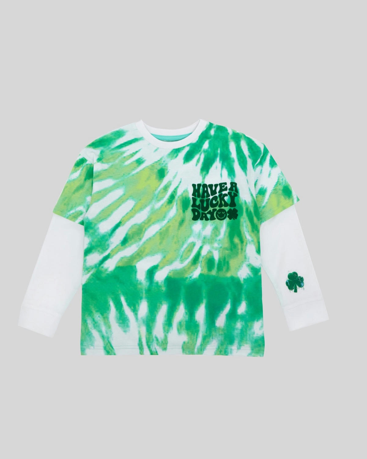 Long-Sleeved St Patricks Tie Dye Layered Shirt (3-14 Years)