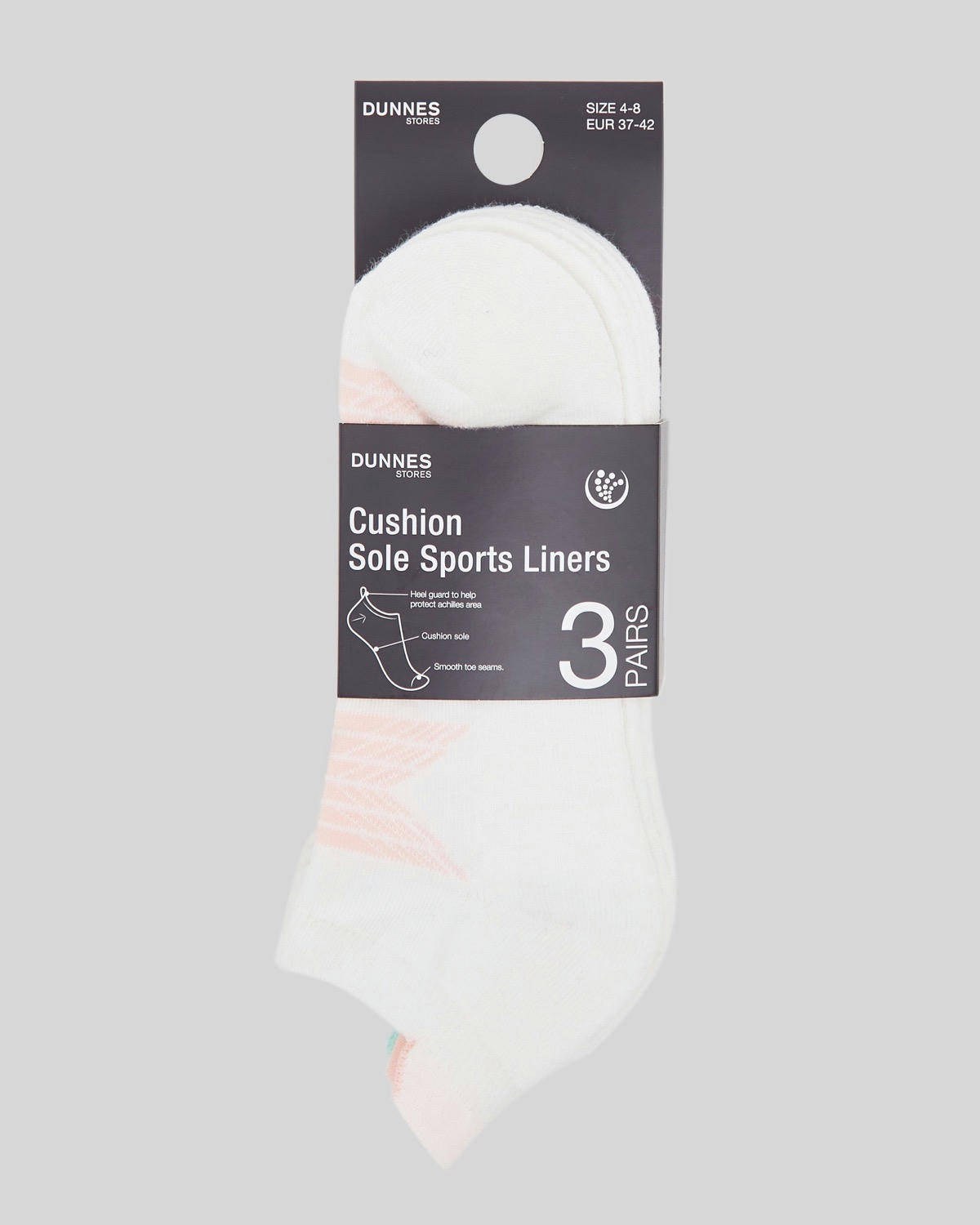 Cushion Sole Socks With Heel Guard - Pack Of 3