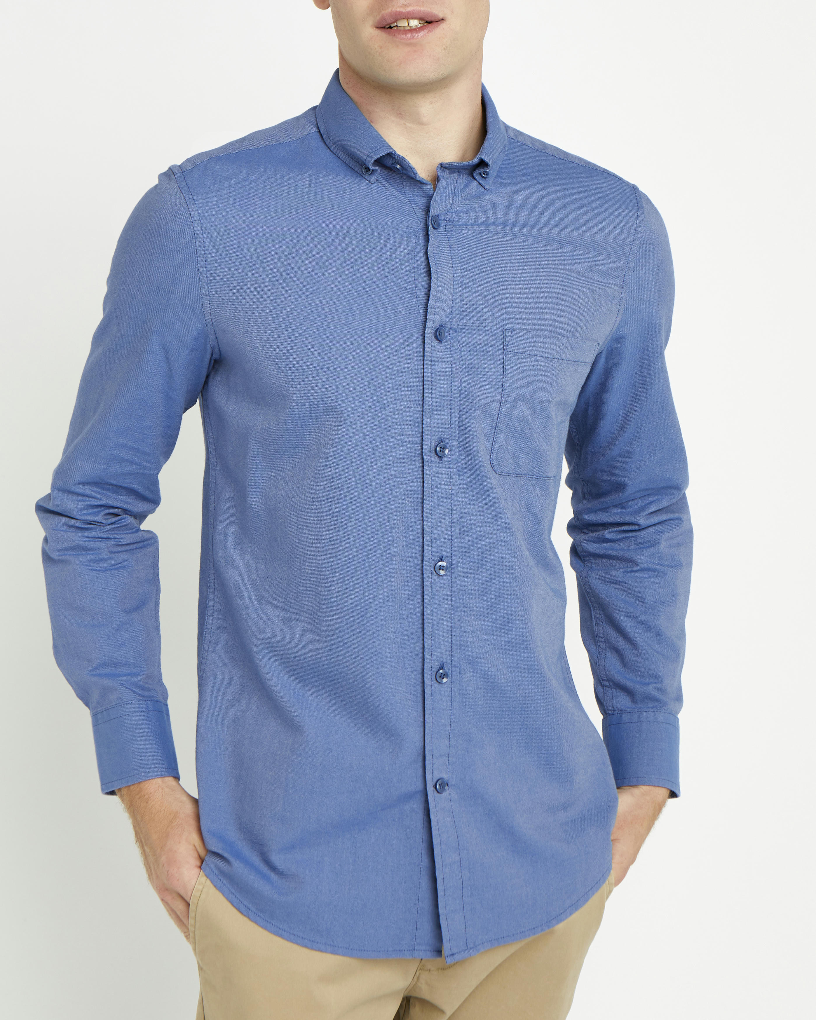 Slim Fit Long-Sleeved Cotton Oxford Shirt