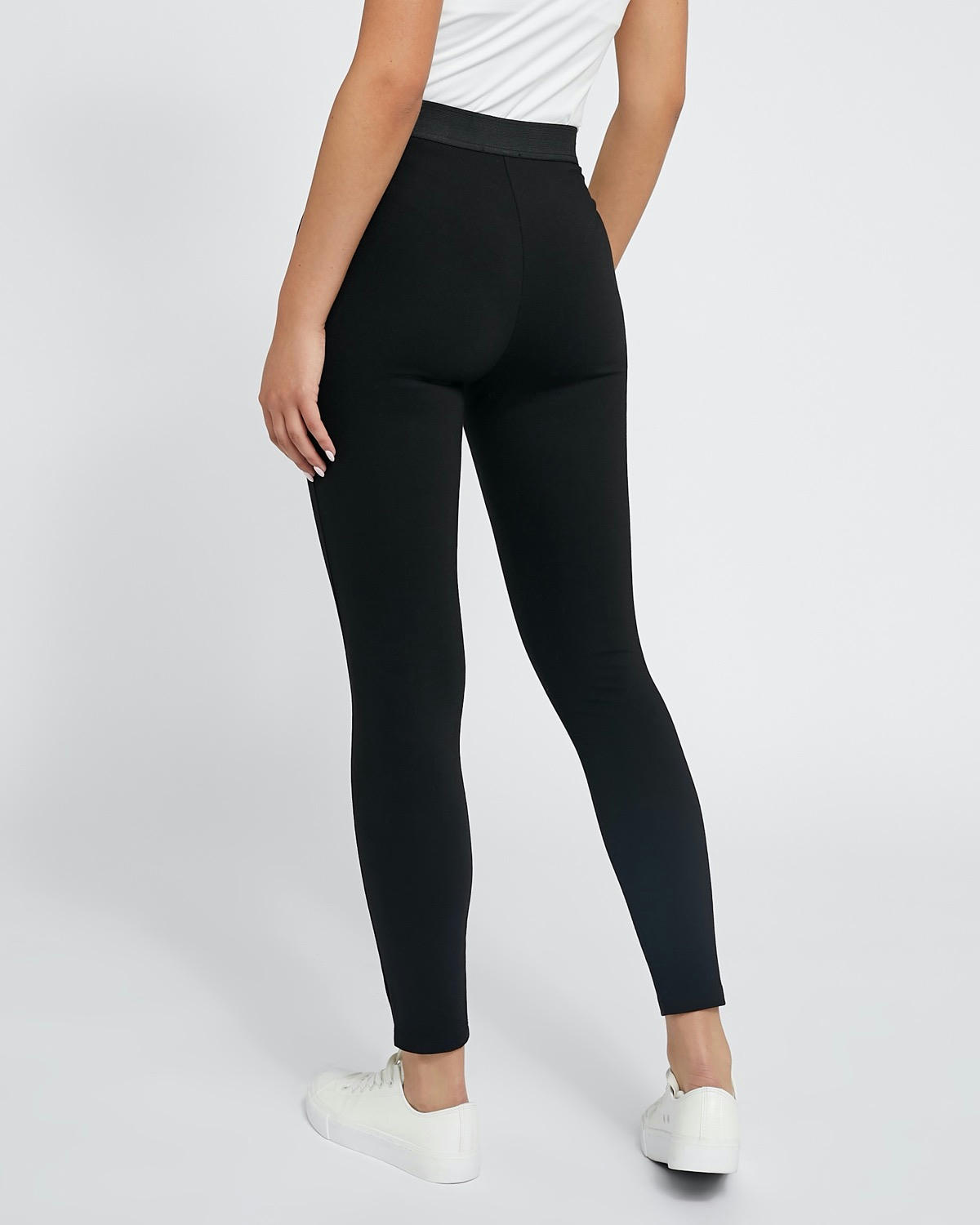 High Waisted Stretch Ponte Black Leggings