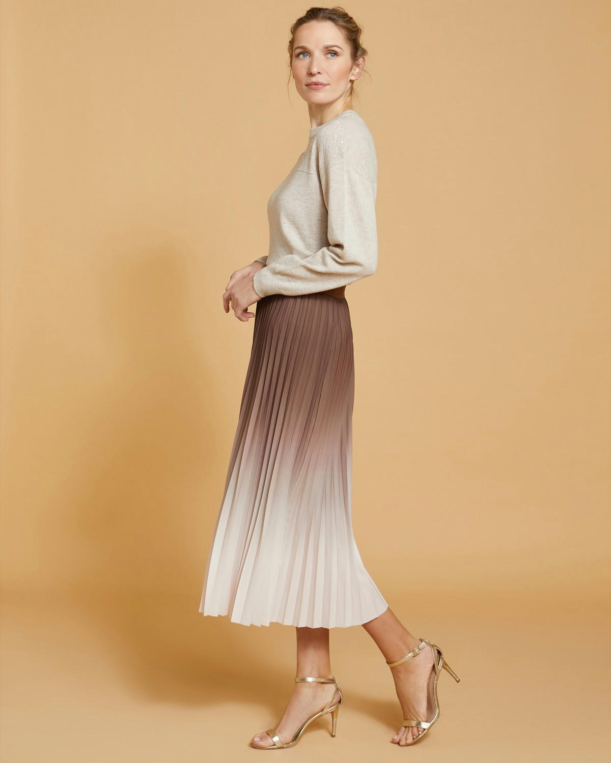 Paul Costelloe Living Studio Ombré Pleated Midi Skirt