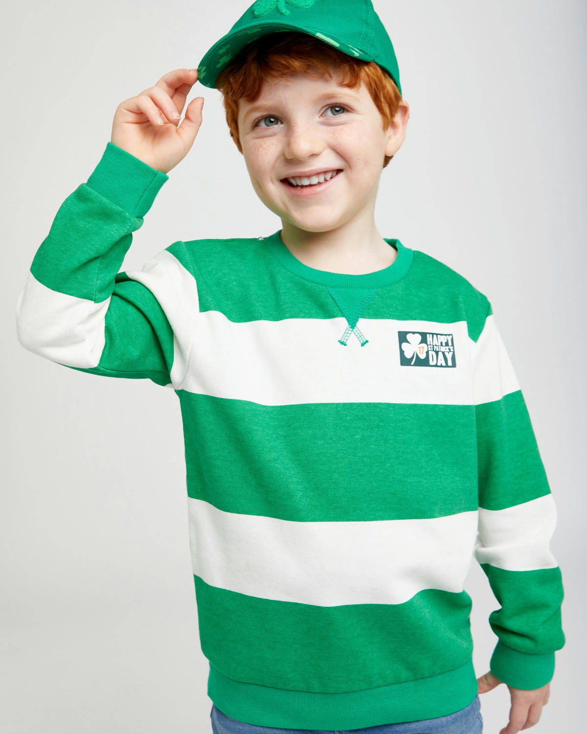 St Patrick's Day Striped Crew Neck Sweatshirt (3-14 Years)