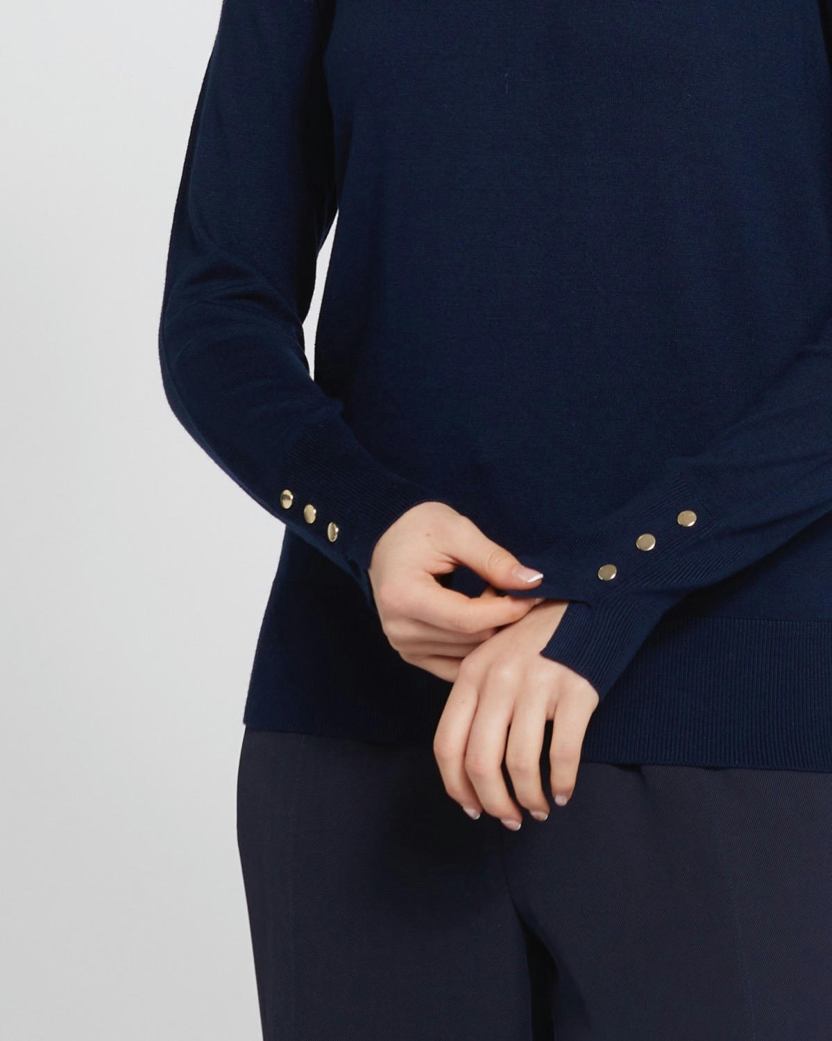 Crew Neck Button Detail Jumper
