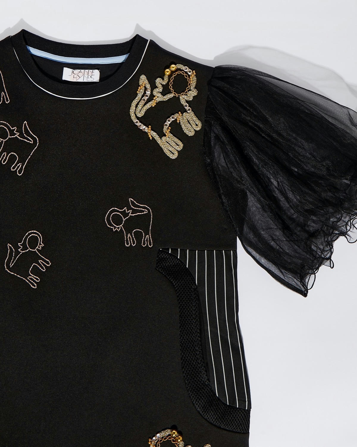 Joanne Hynes Embellished Neoprene Dress With Tulle Sleeves